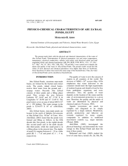 physico-chemical characteristics of abu za`baal ponds, egypt
