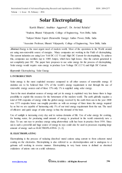 Solar Electroplating - IJA-ERA