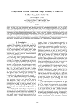 Example-based machine translation using a dictionary or word pairs
