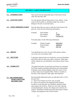4-1 This section lists the replaceable parts of the Henny Penny AHC