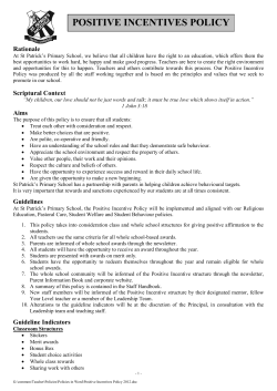 positive incentives policy - St Patrick`s Primary School, Macksville