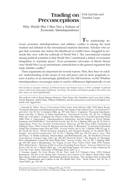 Trading on Preconceptions: Why World War I Was