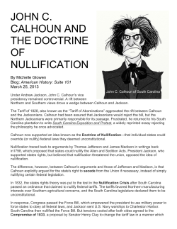 JOHN C. CALHOUN AND THE DOCTRINE OF NULLIFICATION