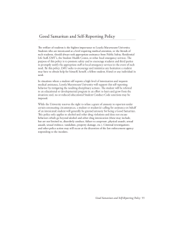 Good Samaritan and Self-Reporting Policy