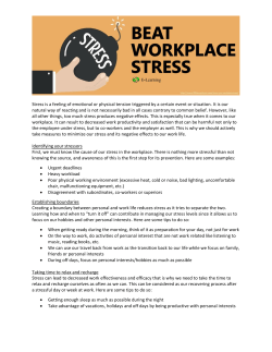 Stress is a feeling of emotional or physical tension triggered by a