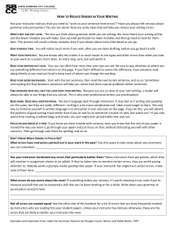 HOW TO REDUCE ERRORS IN YOUR WRITING Has your instructor
