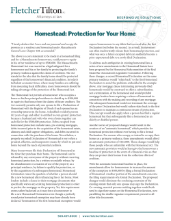 Homestead: Protection for Your Home