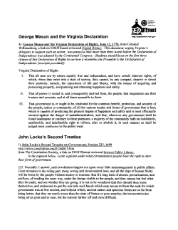 George Mason and the Virginia Declaration John Locke`s Second