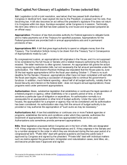 TheCapitol.Net Glossary of Legislative Terms (selected list)