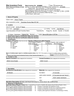 Site Inventory Form - City of Burlington, Iowa