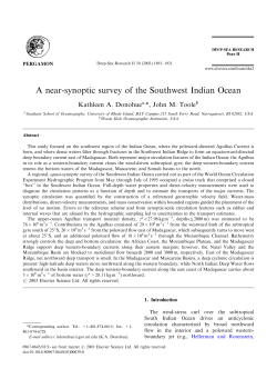 A near-synoptic survey of the Southwest Indian Ocean