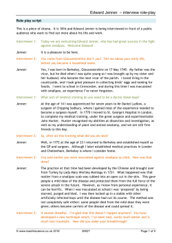 Edward Jenner &ndash; interview role-play