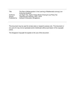 Title The Role of Metacognition in the Learning of Mathematics
