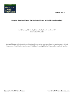 Hospital Overhead Costs - Journal of Healthcare Finance