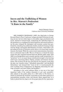 Incest and the Trafficking of Women in Mrs. Warren`s Profession: &ldquo;It