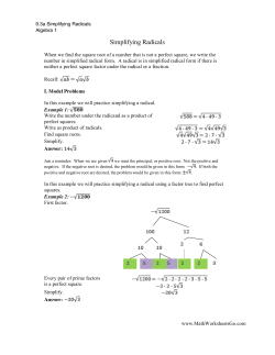 Simplifying Radicals