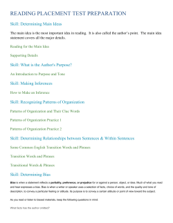 READING PLACEMENT TEST PREPARATION