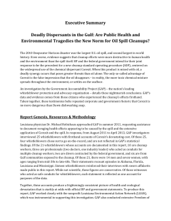 Executive Summary Deadly Dispersants in the Gulf: Are Public