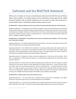 Final Galveston and SeaWolf Park Statement