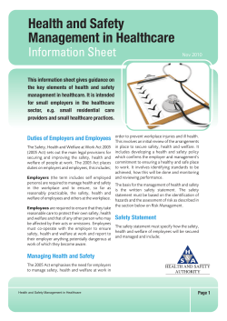 Health and Safety Management in Healthcare