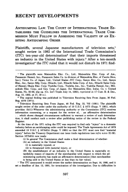 Antidumping Law: The Court of International Trade Establishes the