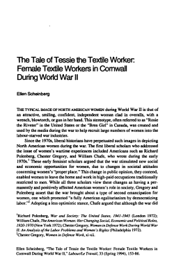 The Tale of Tessie the Textile Worker. Female Textile Wrkers in