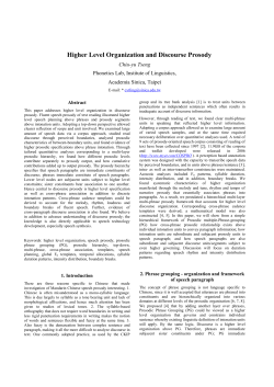 Higher Level Organization and Discourse Prosody