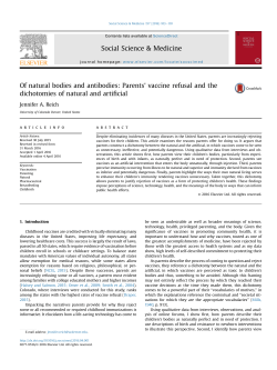 Of natural bodies and antibodies: Parents` vaccine refusal and the