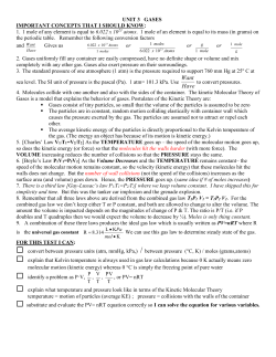 The Kinetic Molecular Theory