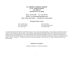 ST. JOSEPH CATHOLIC SCHOOL 275 W. NORTH STREET P.O.