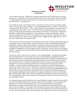 How did we get here - Wesleyan Covenant Association