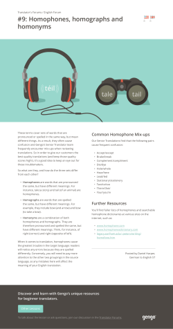 9: Homophones, homographs and homonyms