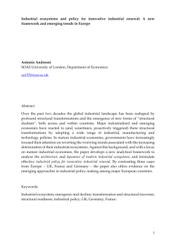 Industrial ecosystems and policy for innovative industrial renewal: A