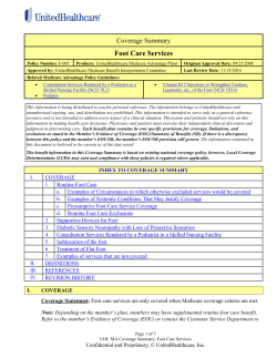 Foot Care Services - UnitedHealthcare Online