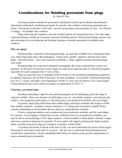 Considerations for finishing perennials from plugs