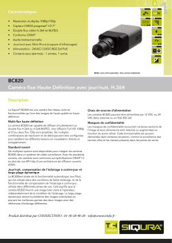 BC820 Cam&eacute;ra fixe Haute D&eacute;finition avec jour/nuit, H