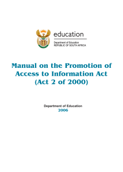 Manual on the Promotion of Access to Information Act (Act 2 of 2000)
