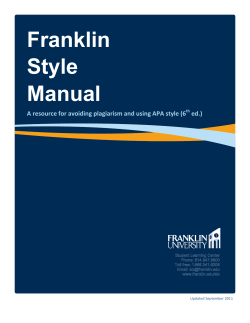 Franklin Style Manual - Writing @ Franklin University