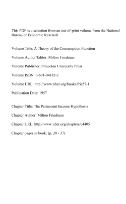 The Permanent Income Hypothesis