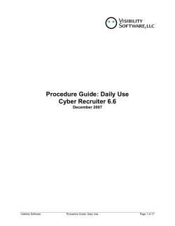 Procedure Guide: Daily Use Cyber Recruiter 6.6