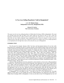 Is Tax-Loss Selling Hypothesis Valid in Bangladesh?