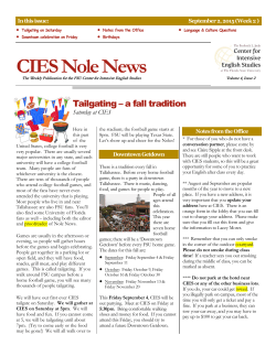 September 2 - Center for Intensive English Studies