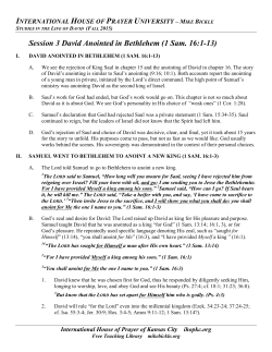 Session 3 David Anointed in Bethlehem (1 Sam. 16:1-13)