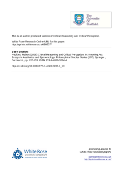 Critical Reasoning and Critical Perception