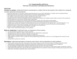 6-2: Comparing Bits and Pieces Unit Goals Fractions as numbers