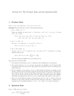 Section 9.5, The Product Rule and the Quotient Rule