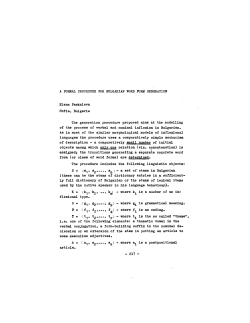 A FORMAL PROCEDURE FOR BULGARIAN WORD FORM