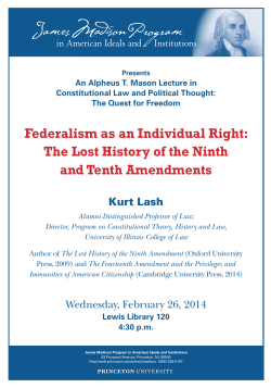 Federalism as an Individual Right: The Lost History of the Ninth and