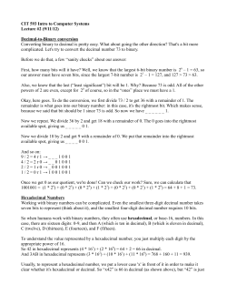 CIT 593 Intro to Computer Systems Lecture #2 (9/11/12) Decimal
