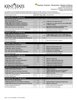 Roadmap: Chemistry &ndash; Biochemistry